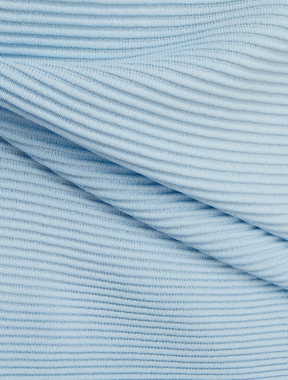 Top uni texturé à col rond - Bleu ciel - 3