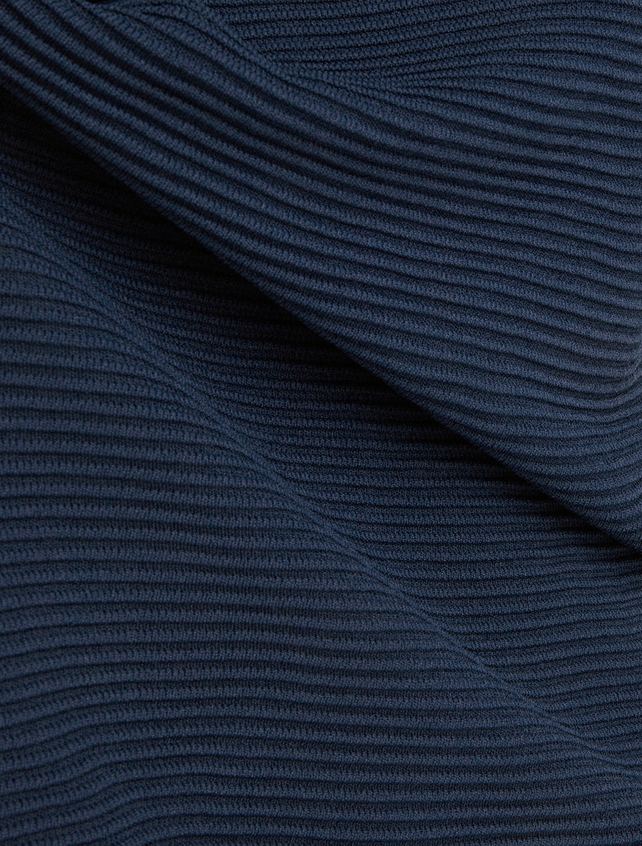 Top uni texturé à col rond - Marine - 3