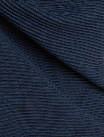 Top uni texturé à col rond - Marine - 3