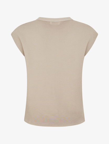 Top uni texturé à col rond - Taupe - 2