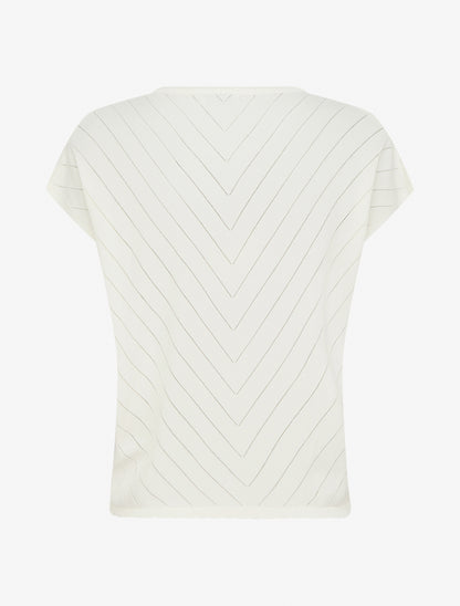 Top uni ajouré à col rond - Blanc - 2