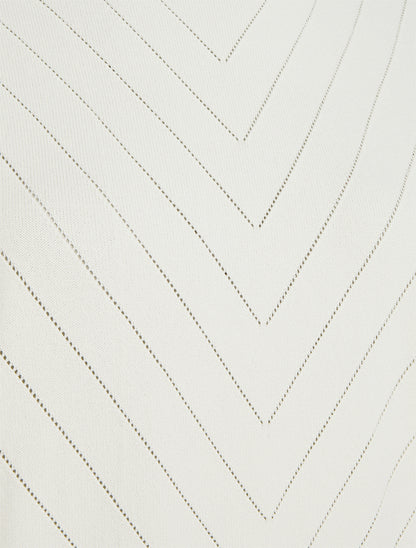 Top uni ajouré à col rond - Blanc - 3