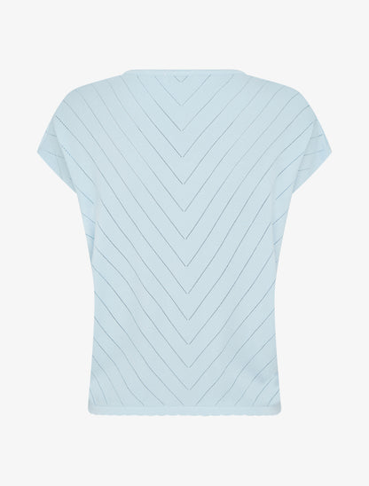 Top uni ajouré à col rond - Bleu ciel - 2