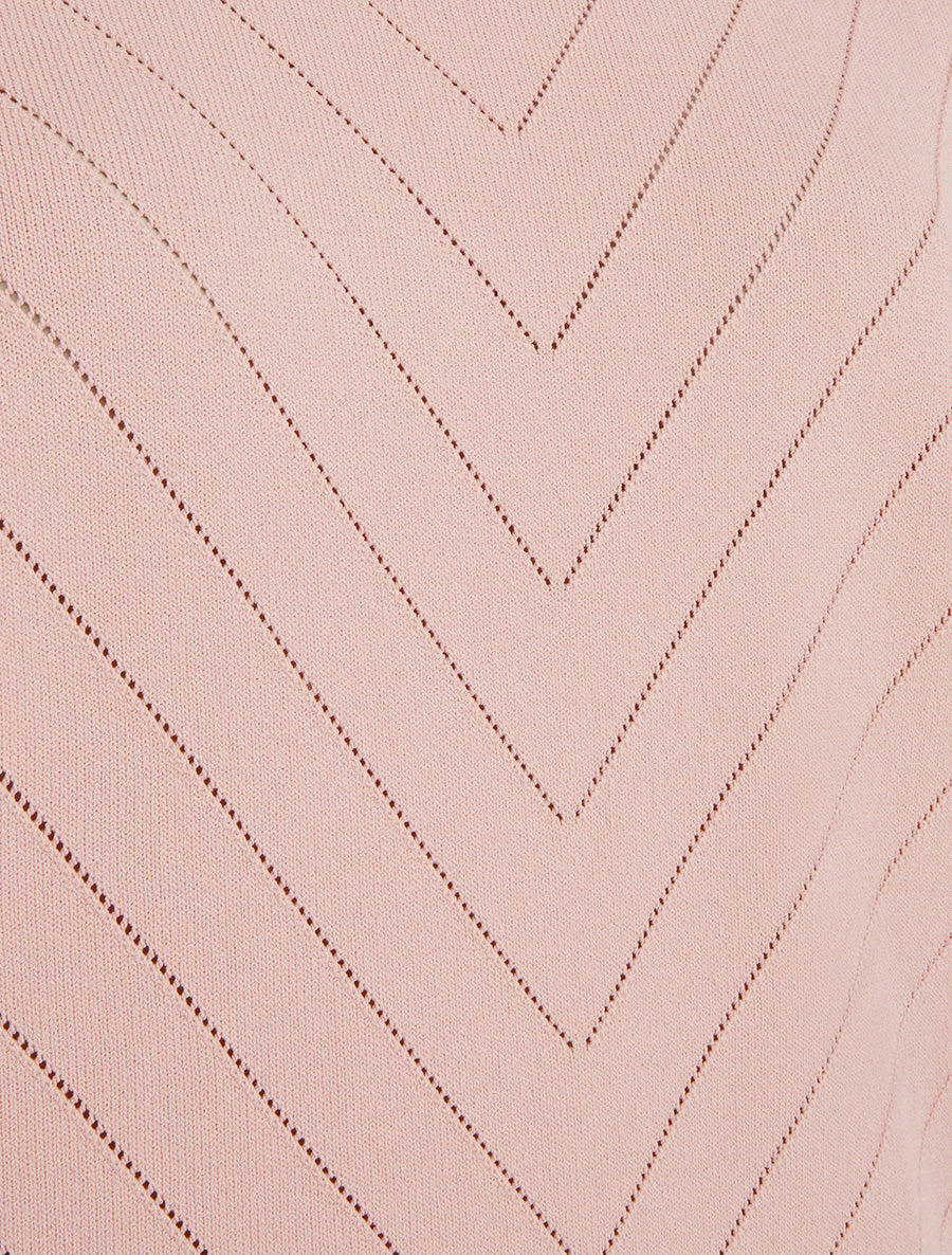 Top uni ajouré à col rond - Rose - 3