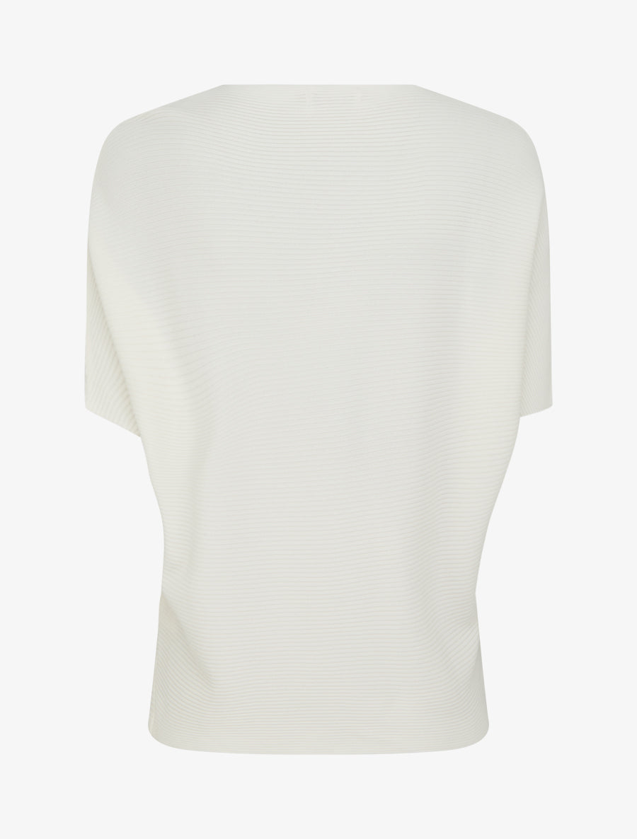 Top uni texturé à manches courtes - Écru - 2