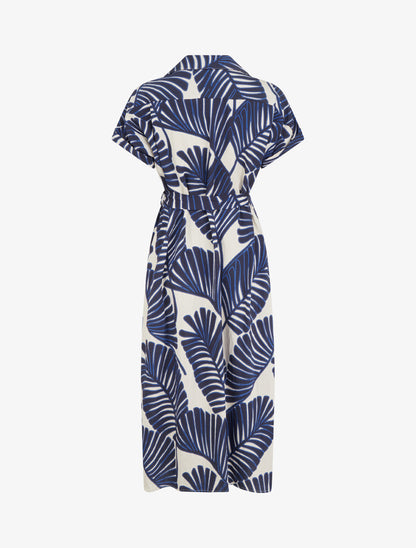 Robe chemise imprimé tropical à manches courtes - Bleu - 2