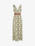 Robe imprimé graphique à bretelles à nouer - Kaki - 1