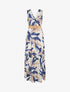 Robe longue évasée sans manches imprimé fantaisie - Bleu - 1