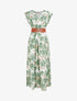 Robe longue imprimé fleuri à manches courtes - Vert - 1