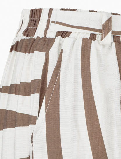 Pantalon ample élastiqué à imprimé graphique - Marron - 3