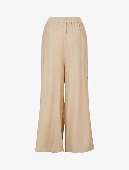 Pantalon brodé à taille haute élastiquée - Beige - 2