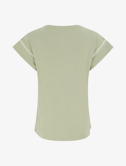T-shirt manches courtes à palmier brodé - Vert olive - 2