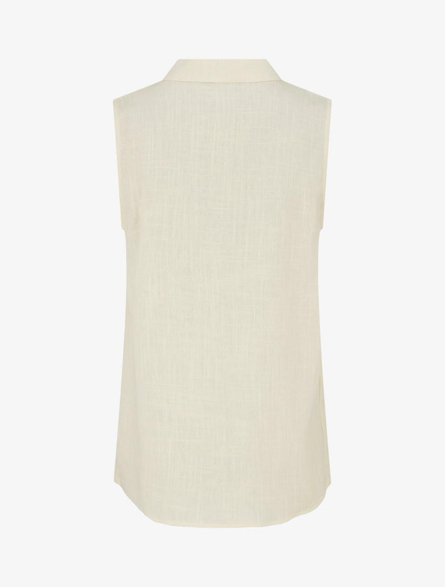 Top droit sans manches en lin mélangé - Beige - 2