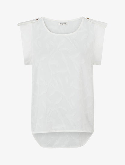 Top droit sans manches en tissu texturé - Blanc - 1