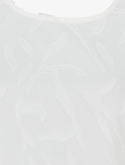 Top droit sans manches en tissu texturé - Blanc - 3