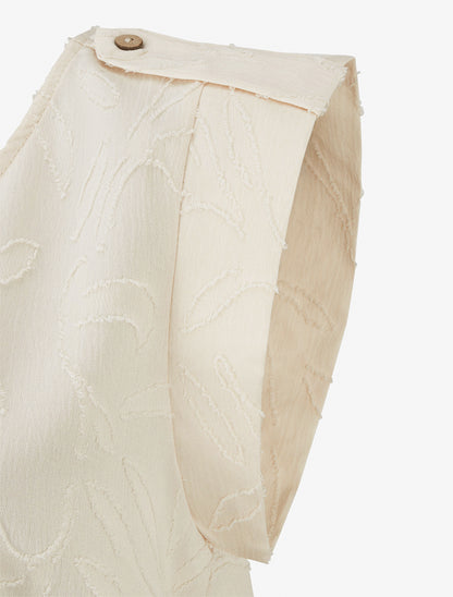 Top droit sans manches en tissu texturé - Beige - 3