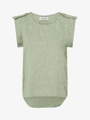 Top droit sans manches en tissu texturé - Kaki - 1