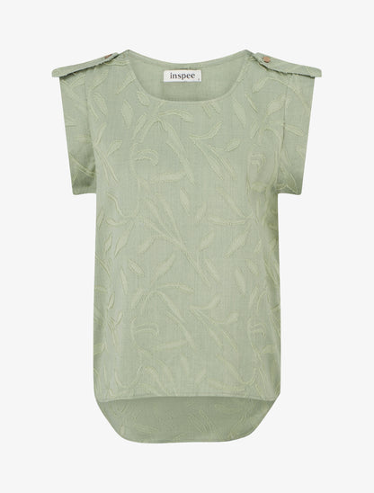 Top droit sans manches en tissu texturé - Kaki - 1