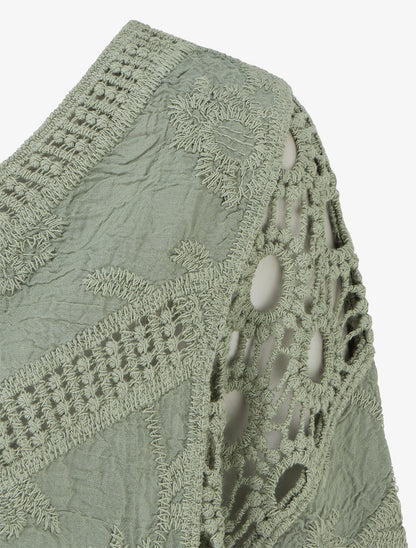 Top ample brodé à manches courtes - Kaki - 3