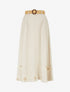 Jupe longue évasée à bords brodés - Beige - 1