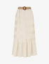 Jupe longue plissée à taille élastiquée - Beige - 1