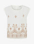 Top sans manches brodé coupe carrée - Beige - 1