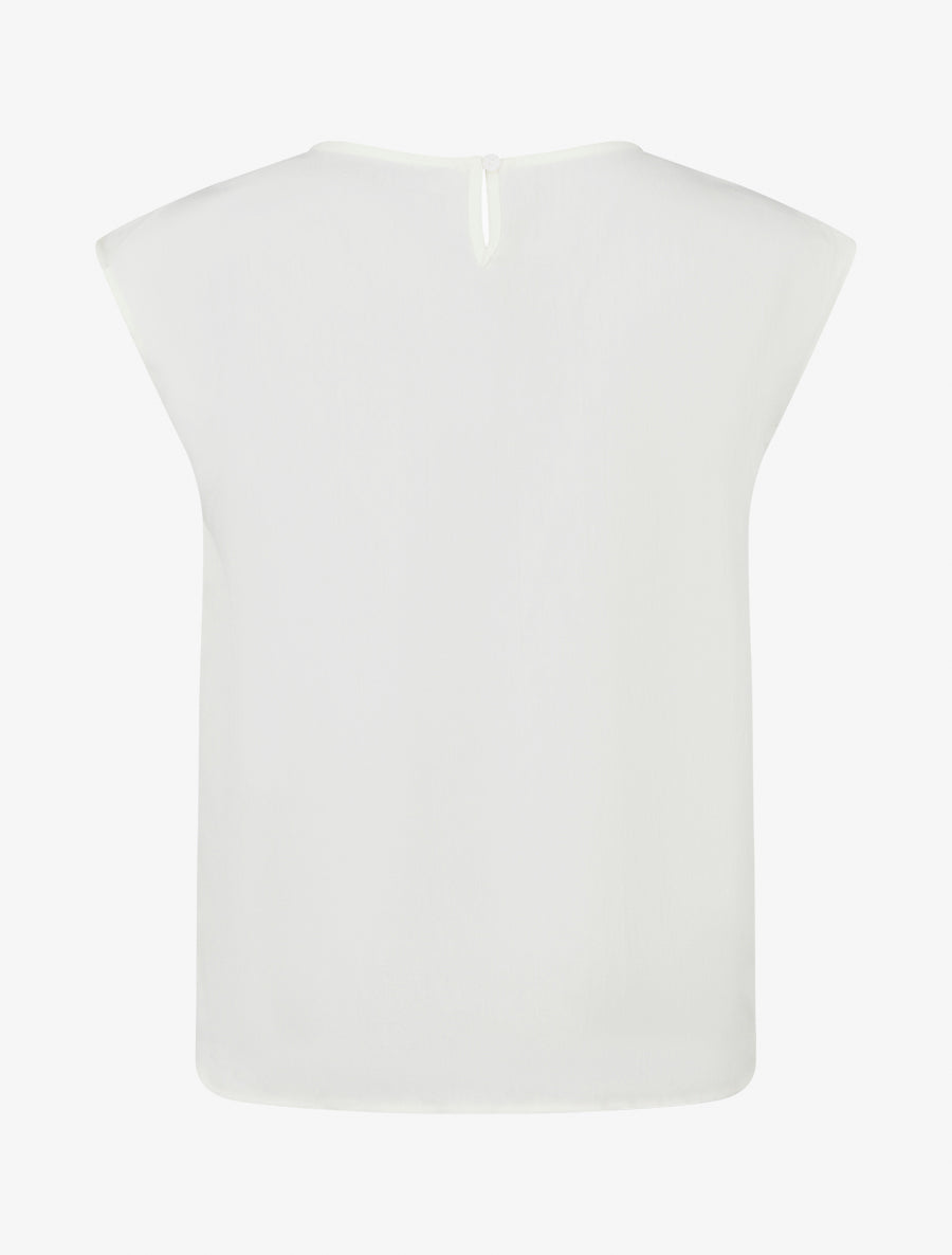 Top sans manches brodé coupe carrée - Beige - 2
