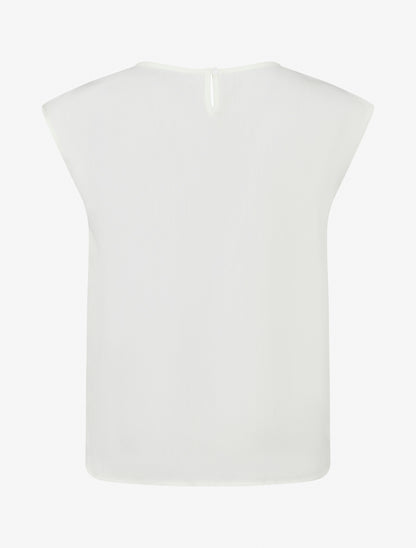 Top sans manches brodé coupe carrée - Beige - 2