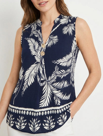 Top met decoratieve knopenprint - Marine