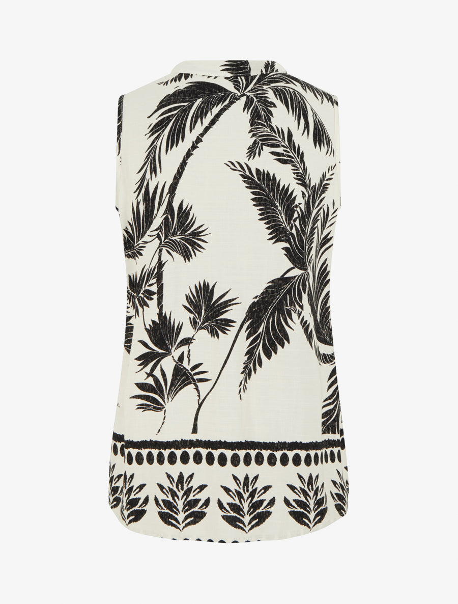 Top imprimé à boutons décoratifs - Beige - 2