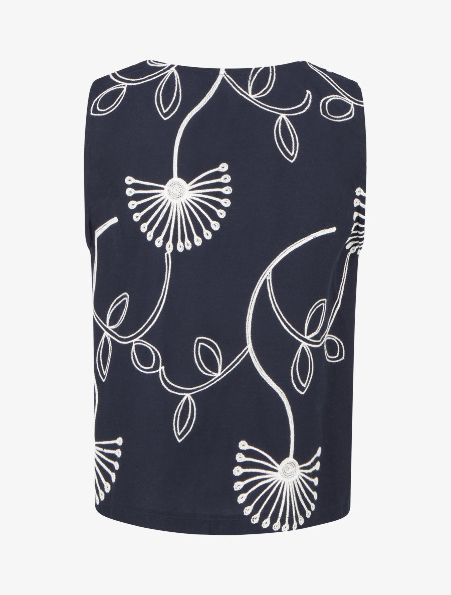 Gilet effet lin sans manches - Marine - 2