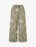 Pantalon ample à broderies florales - Kaki - 1