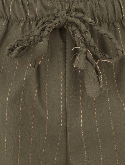 Short droit à fines rayures - Kaki - 3