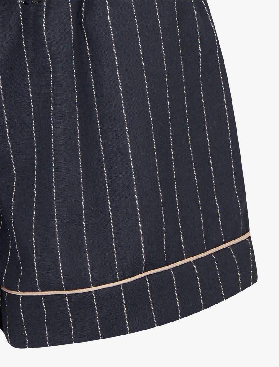 Short droit à fines rayures - Marine - 3