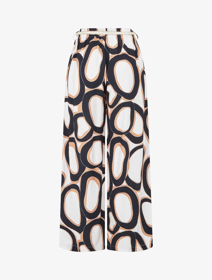 Pantalon droit à taille haute et imprimé graphique - Noir - 2