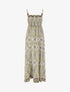 Robe longue à bretelles perlées et imprimé fantaisie - Kaki - 1
