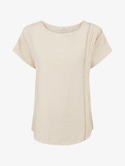 Top ample manches courtes à détail plissé - Beige - 1
