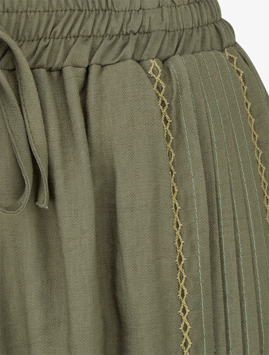 Pantalon ample à détail plissé - Kaki - 3