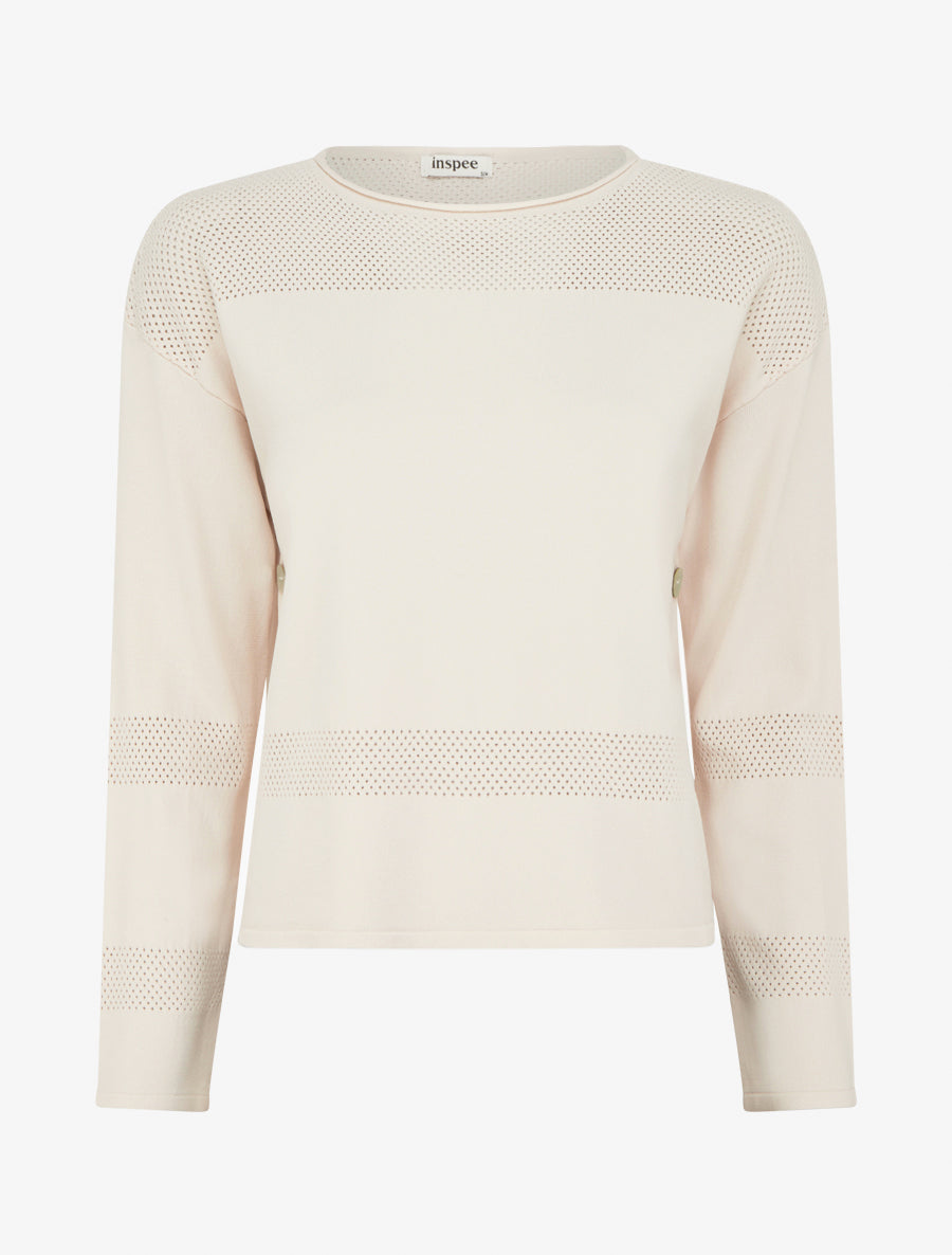 Pull fin à boutons décoratifs - Beige - 1