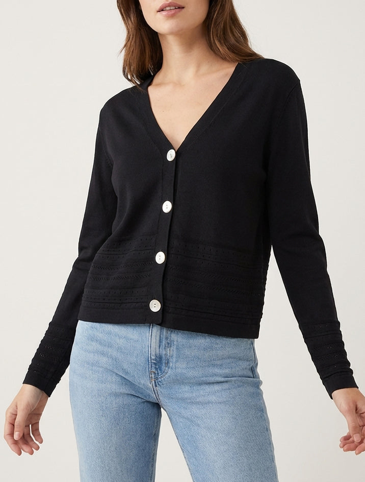 Gilet fin à col V - Noir