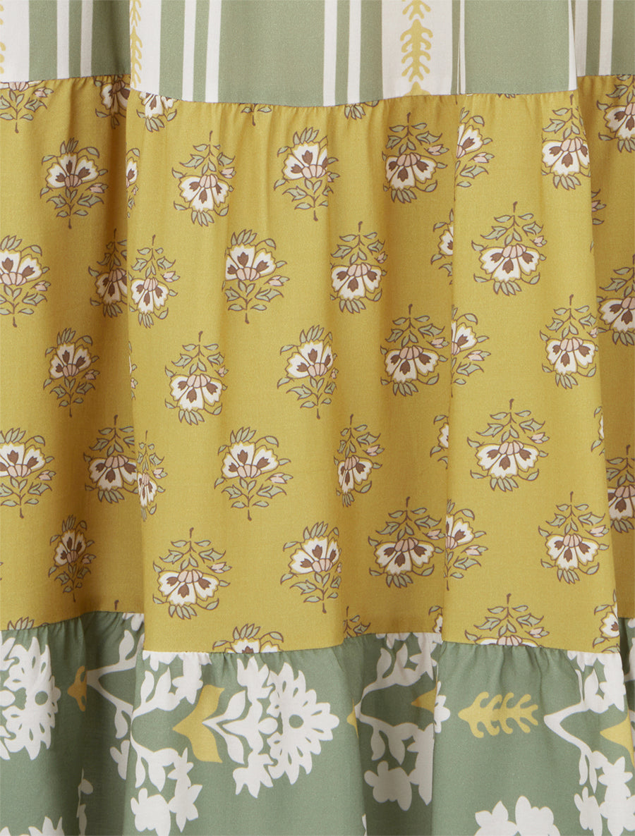 Jupe longue patchwork coupe évasée - Vert olive - 3