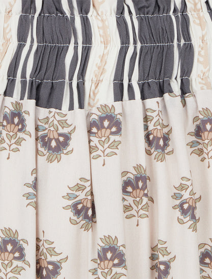 Jupe longue patchwork coupe évasée - Gris foncé - 3