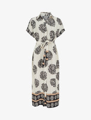 Robe longue imprimé fantaisie à manches courtes - Noir - 1