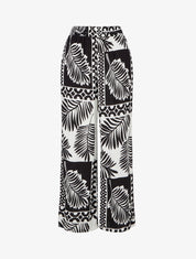 Pantalon ample imprimé feuille de palmier - Noir - 1
