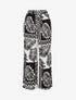 Pantalon ample imprimé feuille de palmier - Noir - 1
