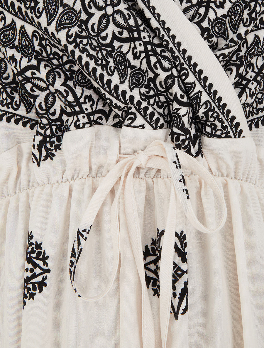 Robe longue bohème imprimé arabesque - Écru - 3