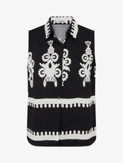 Chemise sans manches imprimé arabesques - Noir - 1