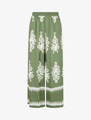 Pantalon ample à imprimé arabesque - Kaki - 1