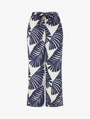 Pantalon droit motif feuillage - Marine - 1