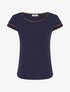 T-shirt uni à manches courtes stylisées - Bleu - 1
